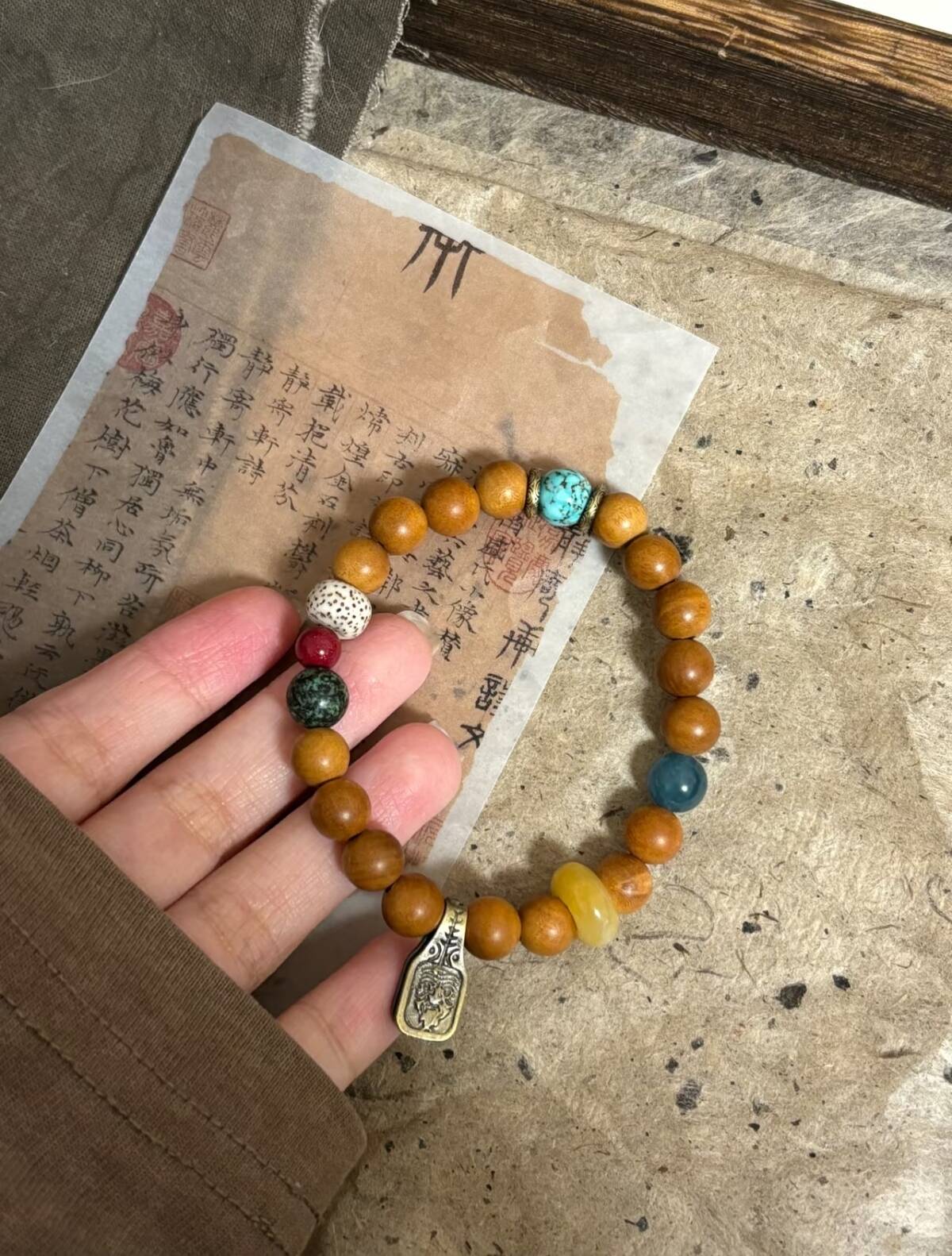 桃木天然石手串